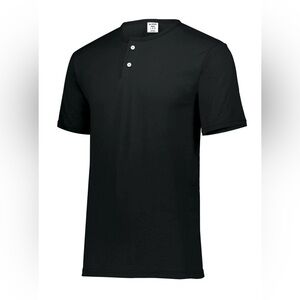 NEW Augusta Sportswear Men's Two-Button Baseball Jersey Top T-Shirt Black Size L